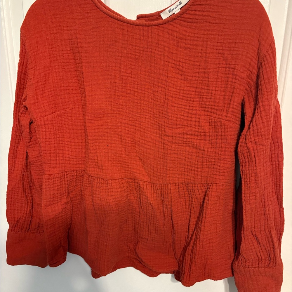 Madewell Textured Red Blouse